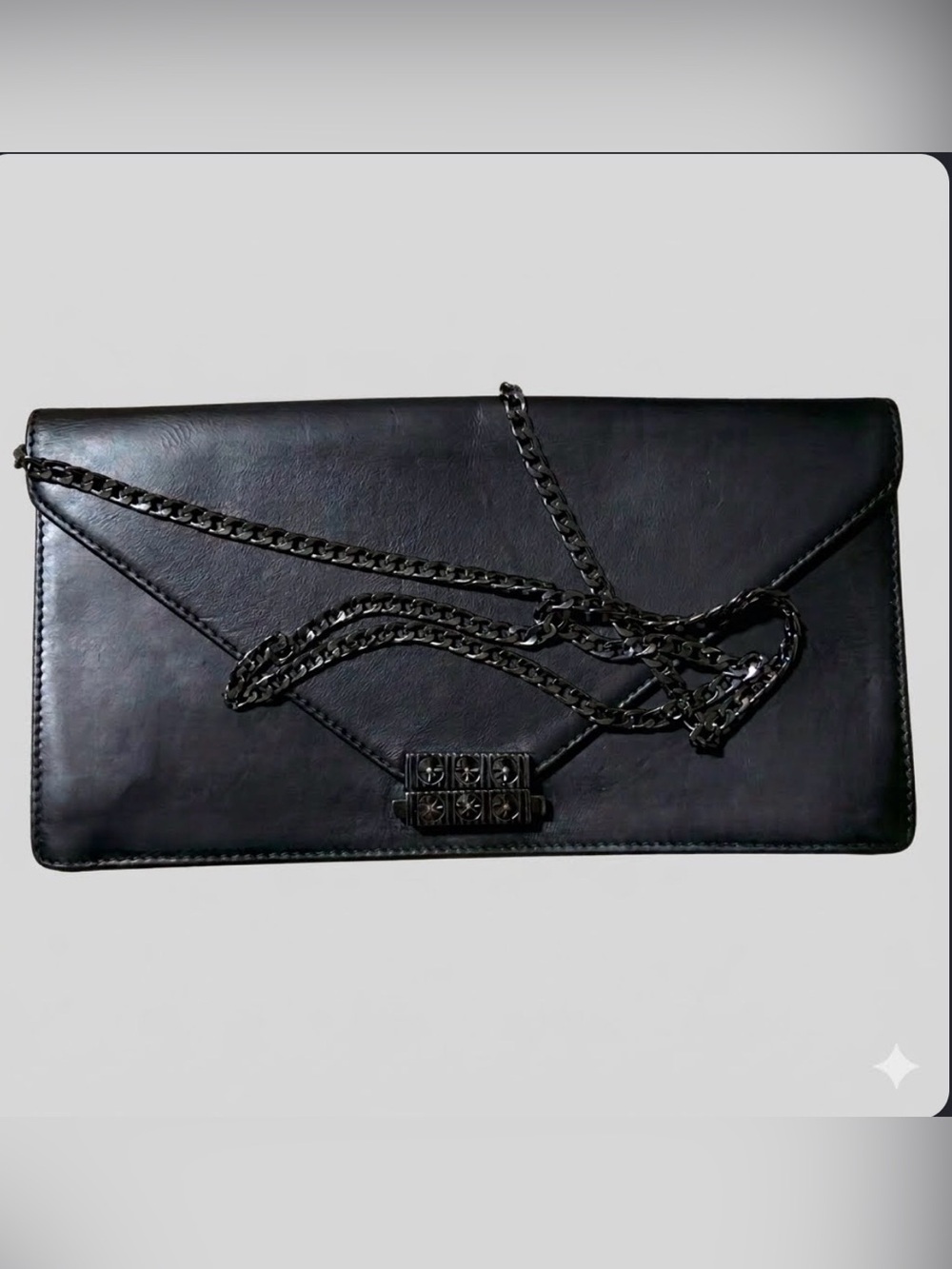 Christian Louboutin Black Leather Loubi54 Panettone Clutch Shoulder Bag